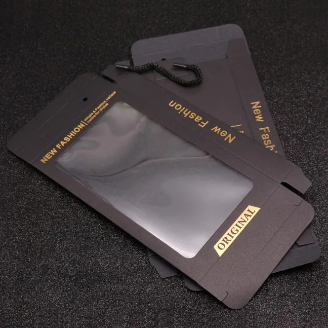 Слинг портативный бумаги розничной упаковке Пакет коробки блистер внутренний держатель горячего тиснения золото для iPhone X 7 8 PLUS Galaxy S7 edge S9