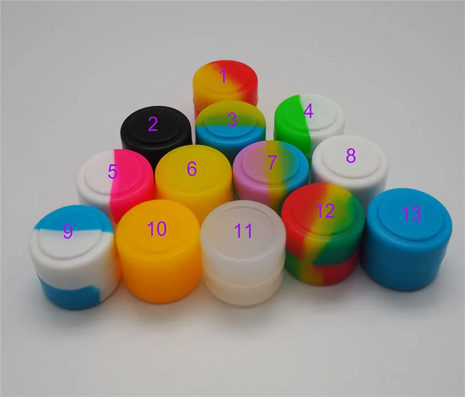 Anti -aanbak wax containers siliconen doos 2 ml siliciumcontainer voedselkwaliteit potten dab gereedschap opslagpotolie houder voor verdampervape FDA goedgekeurd