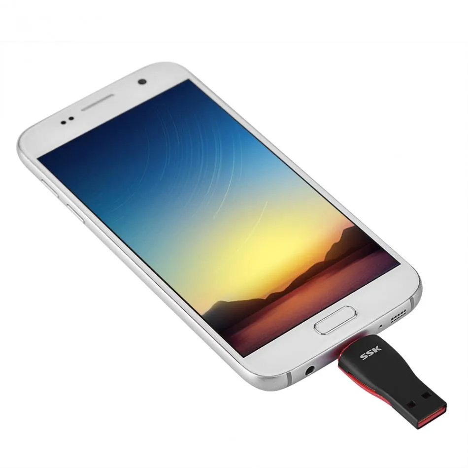 Lecteur de carte multifonction SSK SCRS600 haute vitesse besoin de support Android OTG USB 2.0 + lecteur de carte Micro USB TF/Micro SD avec lanière