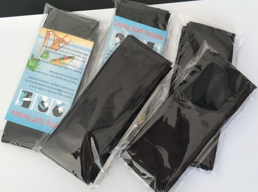 50 Adet Siyah Renk Fabrika Kaynağı Sıcak Satış-Bandana Boyun Eşarp Kravat Wrap Soğutma Bandanalar Kafa Boyun Serin Atkı