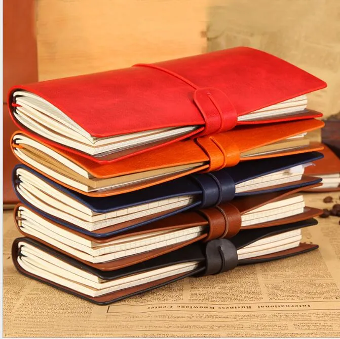 Cowhide Notebook Viungate PU Läder Anteckningar Portable Travel Journal Student Notebook Koreanska Stationery Paper Christmas Gifts Memo Pads