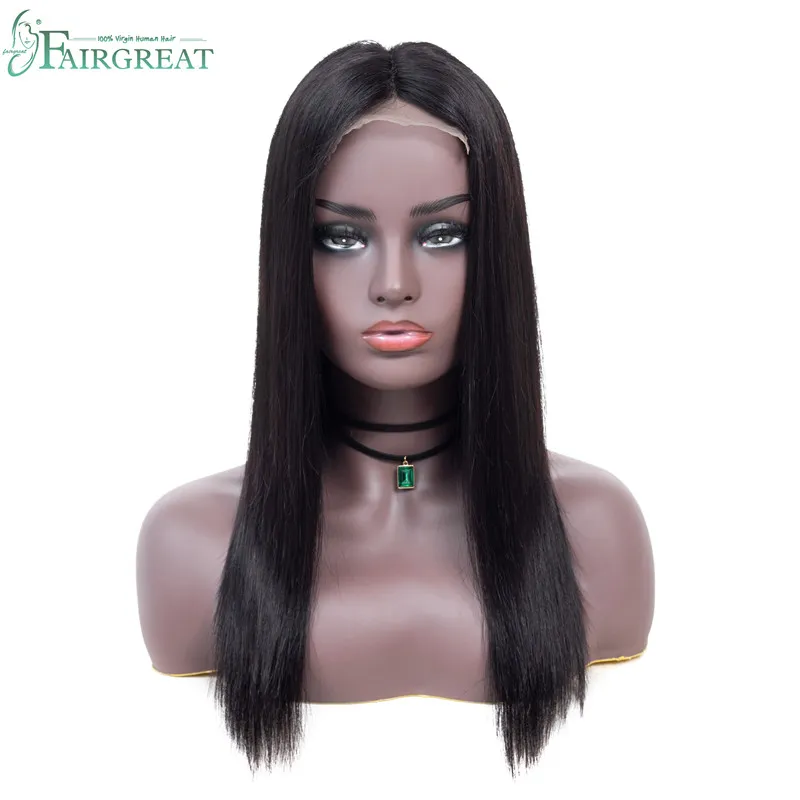 Бразильские прямые человеческие волосы парики с волосами младенца 4 * 4 средняя часть парики фронта шнурка для чернокожих женщин 10-20 дюймов Fairgreat парики волос