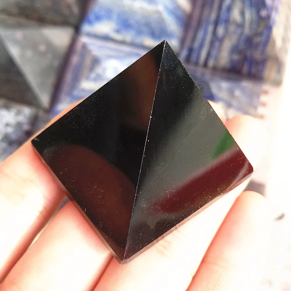 Drop Shipping 4 cm natürliche Obsidian-Kristallpyramide, schwarze Quarzpyramide, Steine und Kristalle, Obelisk-Punkt, Heilung