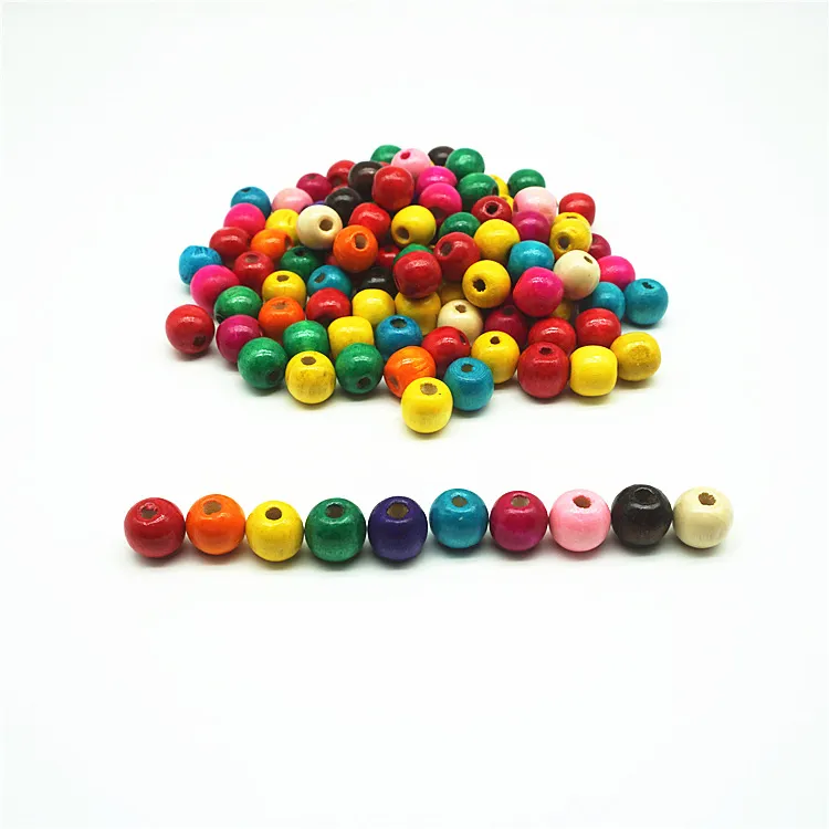 Perle di legno 6-20mm di colore misto Perle di legno rotonde Perline di legno distanziatore Accessori misti Fai da te Multicolor Bambini fatti a mano