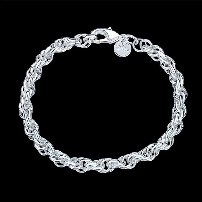 Women's 925 Sterling Silver Popcorn Chain Bracelet - Paper Clip Link Style 6-7 Inch