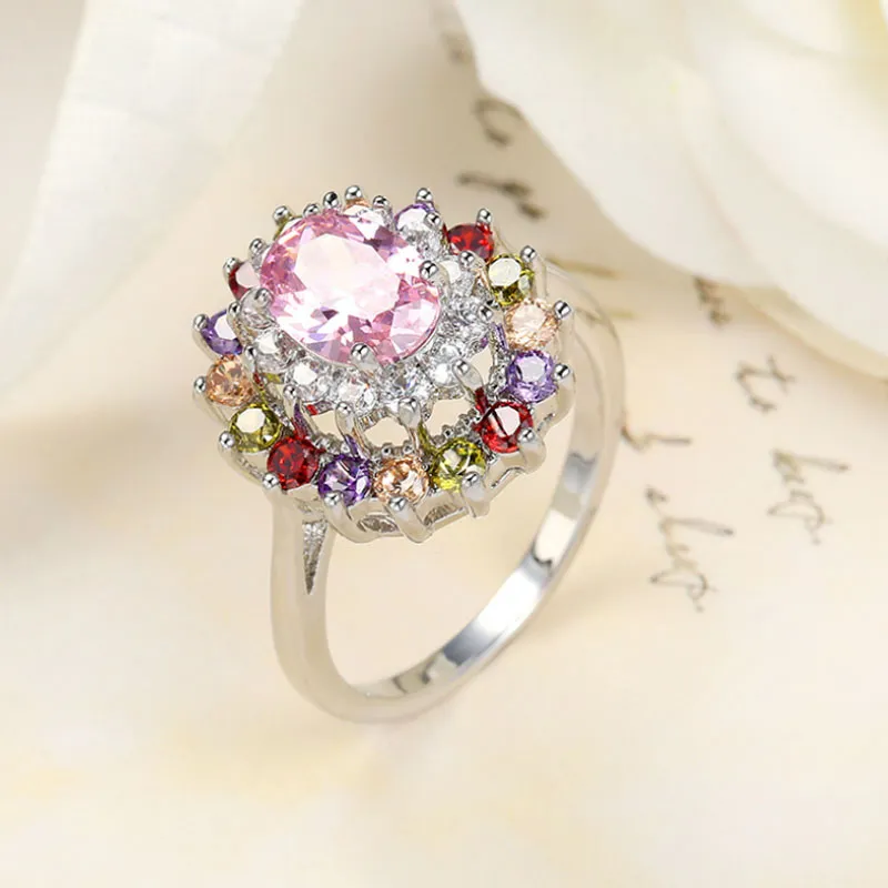 Free shipping - New Royal style 925 silver Beautiful design Natural Mystic topaz best for Lovers' Ring CR0179