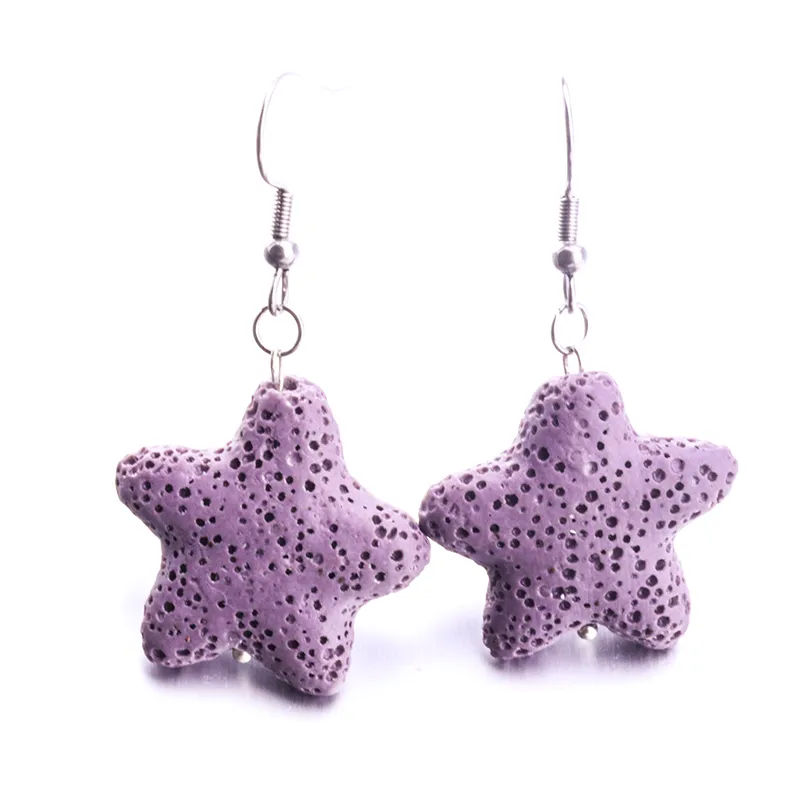 Fashion Silver Starfish Lava Stone Earrings Aromatherapy Essential Oil Perfume Diffuser Dangle Earrings for women jewelry