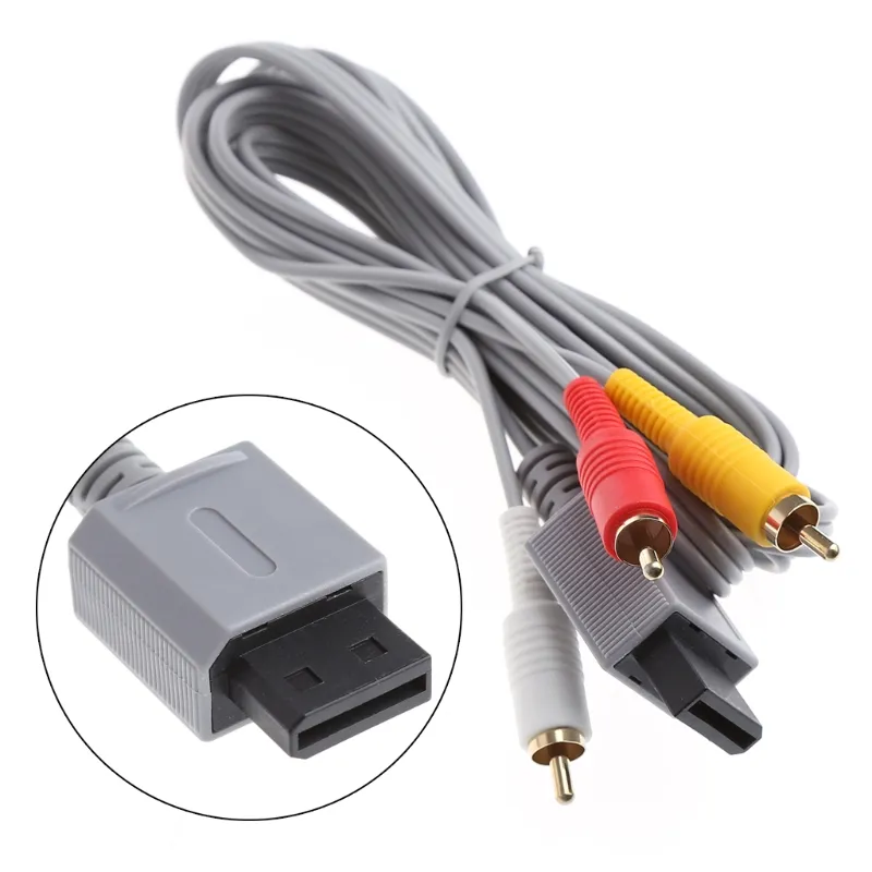 1.8m Audio Video AV Cable Lead Composite RCA A/V Cord Adapter for Wii Wii U WiiU High Quality FAST SHIP