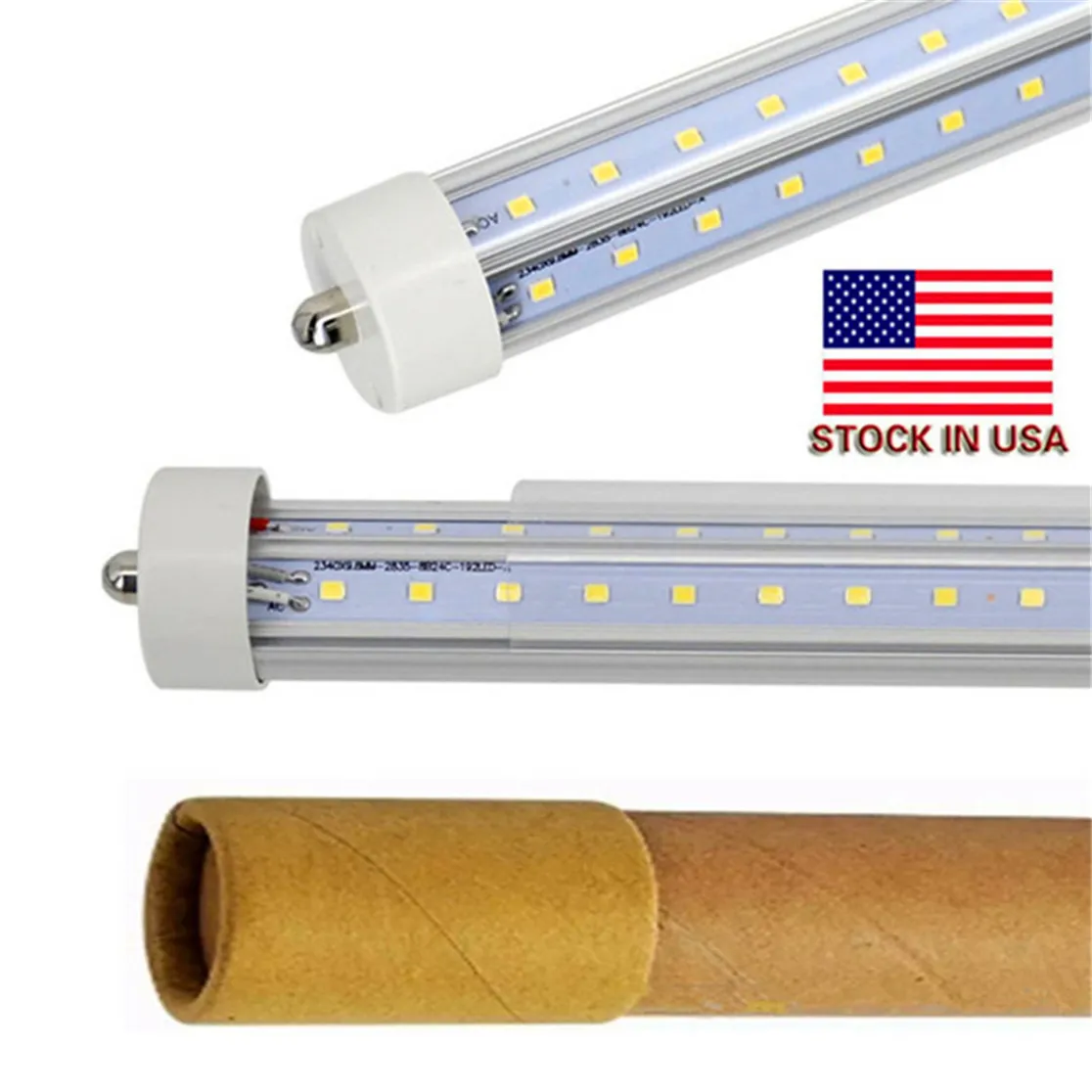 X50PCS T8 V-vormige 4ft 5ft 6ft 8ft T8 Tubes Lichten koeler LED-buizen enkele pin FA8 28W 32W 45W 65W Koud Wit AC 85-265V+CE ROHS UL