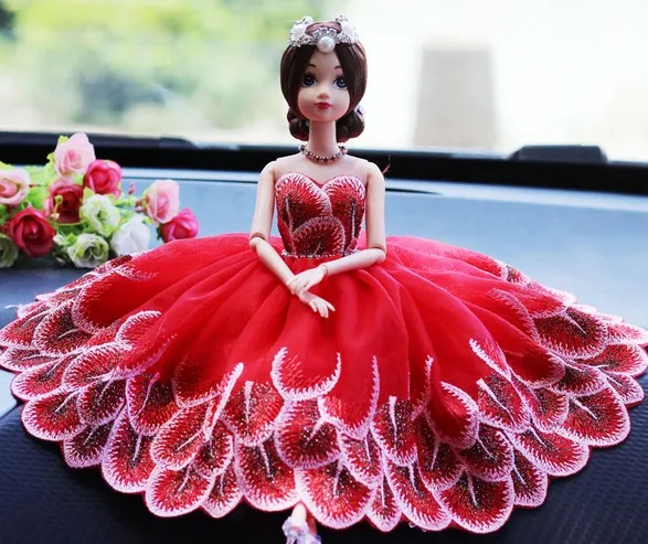 Decorazioni auto da matrimonio rosa pavone Decorazioni interni auto bambole in pizzo carino