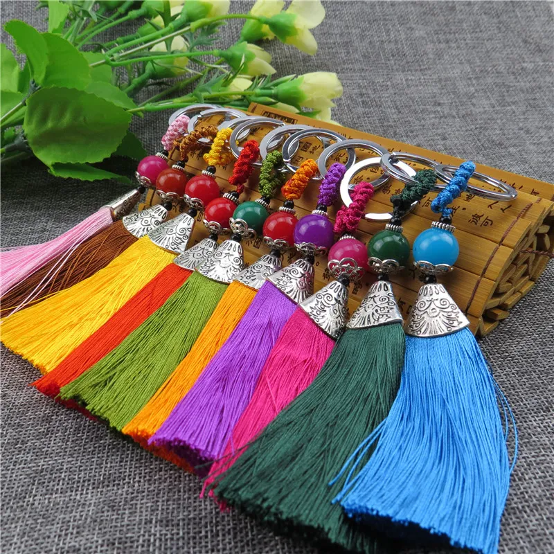 Handicrafts Chinese Knot Gift Keychain Tassel 100pcs Keyring Ethnic Cluture Crafts Bag Pendant Charm Fashion Women key Chain