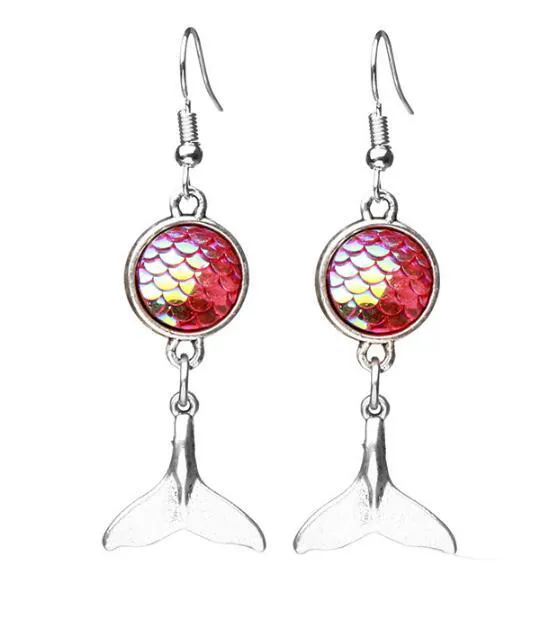 Nova Moda Drusy Druzy Brincos Escalas de sereia Cauda Dangle Brincos Escala de Peixe Para As Mulheres Senhora Jóias