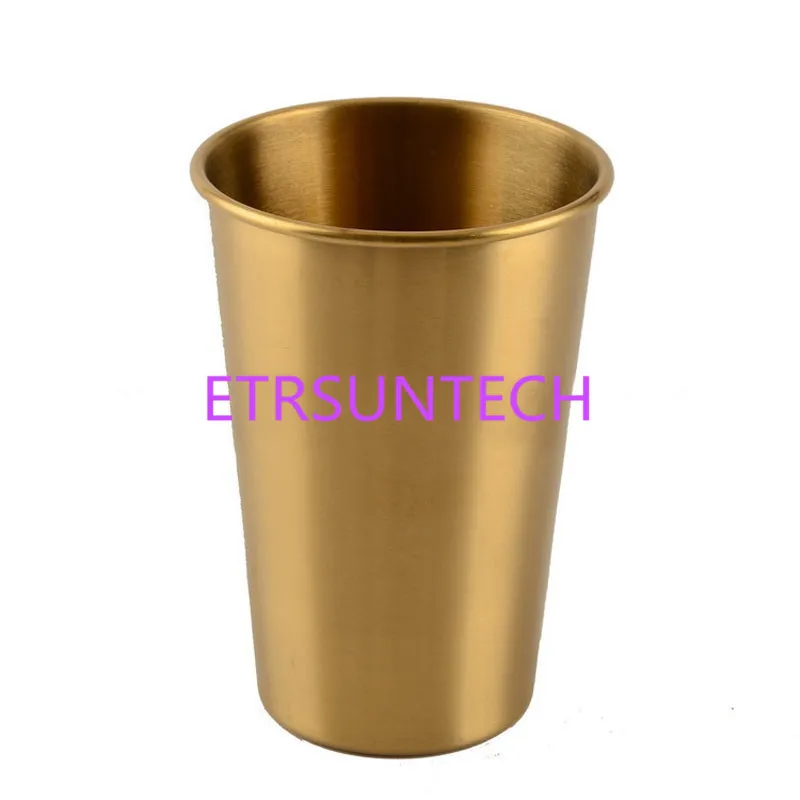 Aço inoxidável Cor De Ouro Tumbler Copos De Metal Acampamento Ao Ar Livre Viagem Beber Café Chá Beer Drinkware QW8095