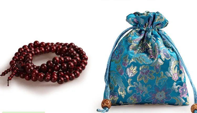 Drawstring pequeno saco de cetim de seda bolsa de jóias de alta qualidade festa de casamento favorece sacos de embalagem de presente floral / lote