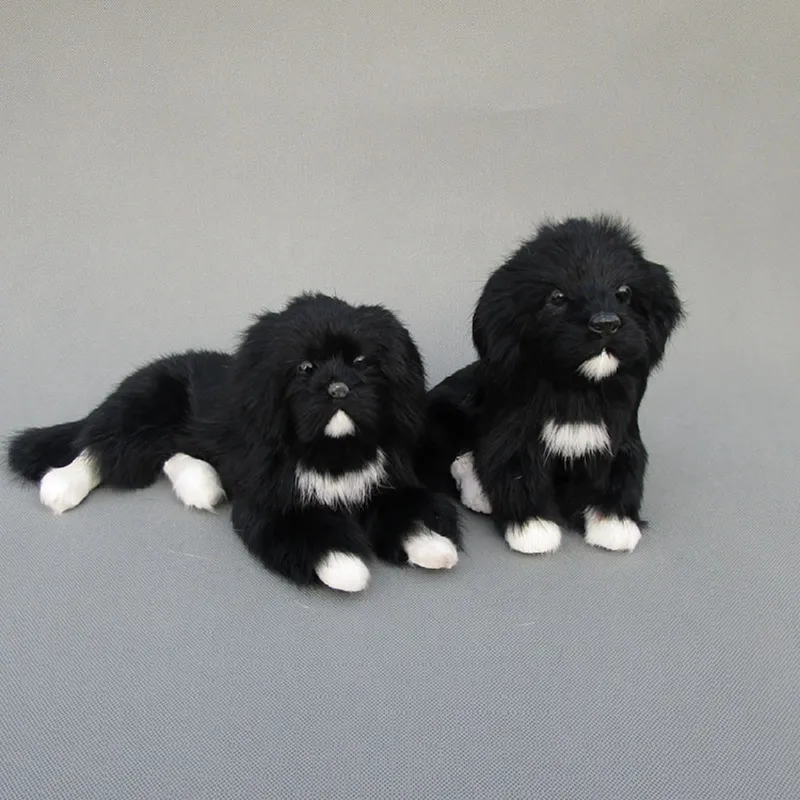 Dorimytrader لطيف البسيطة نابض بالحياة الحيوان الأسود الكلب أفخم لعبة الكلاب واقعية الديكور لسيارة أطفال هدية 2 نماذج DY80006