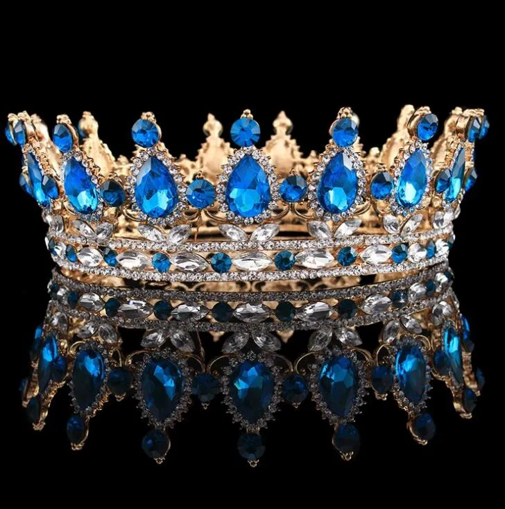 Superbe mariage couronne de mariée concours cercle complet diadème clair strass autrichiens roi reine couronne Costume fête Art déco4797876