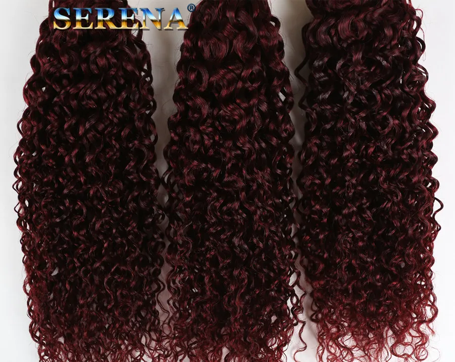 99J Wino Red Deep Wave Virgin Hair z 13x4 Frontal Lace Closure Burgundia Deep Curly Human Hair Bundle z ucha do ucha 7222901