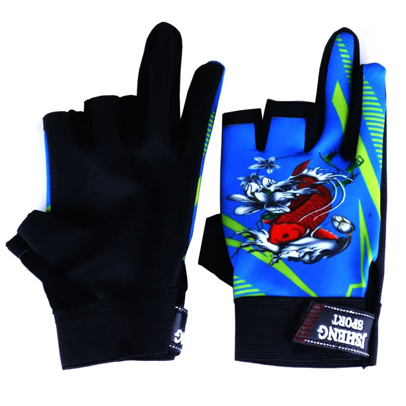 Guanti da pesca con 3 dita tagliate Blu Nero Colore verde Tattiche di combattimento antiscivolo Knuckle Guanti sportivi mezze dita senza dita