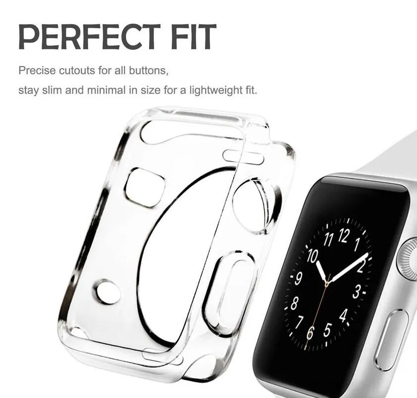 New 38mm 42mm Slim Transparent Crystal Clear Soft TPU Rubber Flexible Lightweight Protective Cover Case For Apple Watch iWatch Series 1/2/3