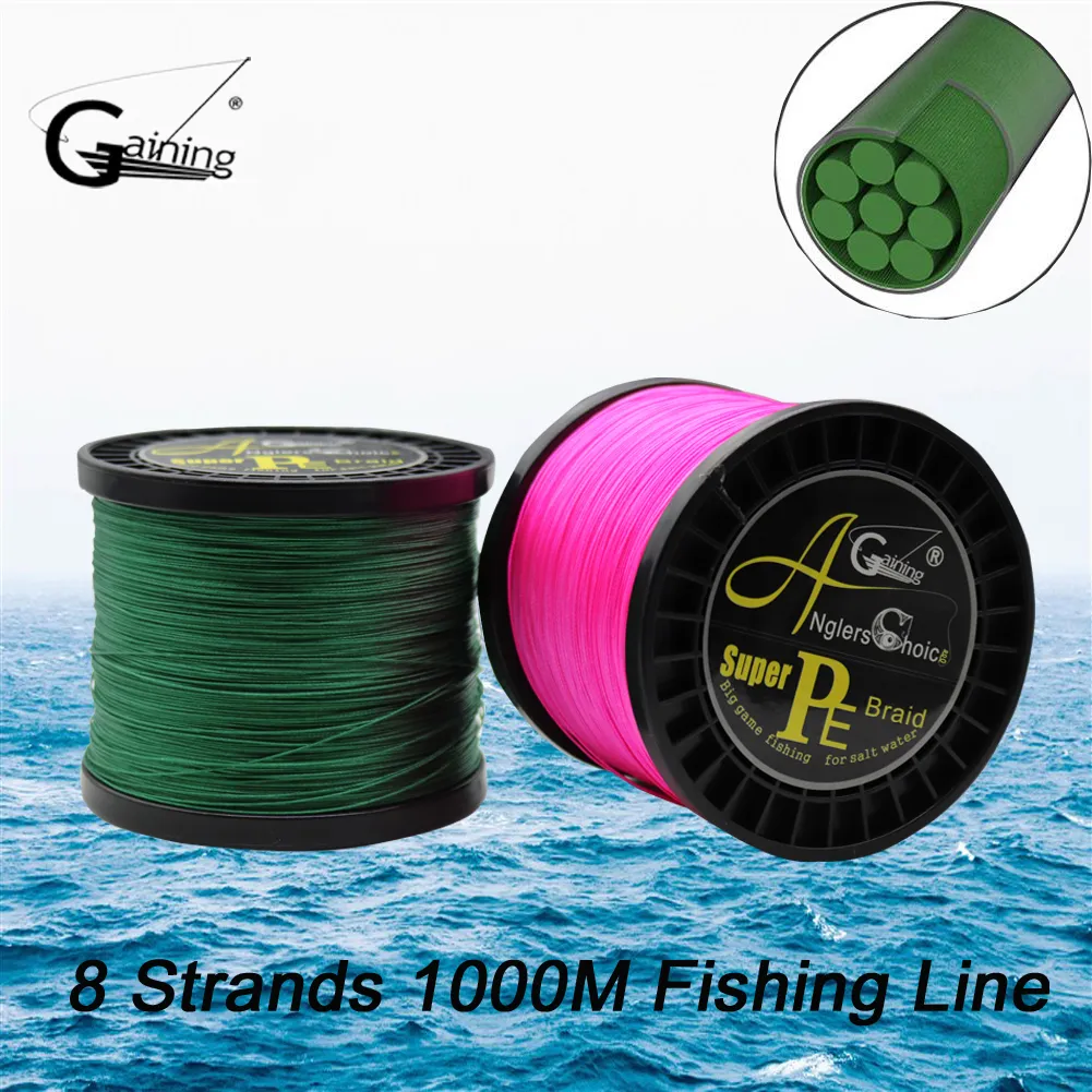 Anglers Choice 8 Strands Braided Fishing Line 1000m Multi Color Super Strong Japan Multifilament PE Braid Line