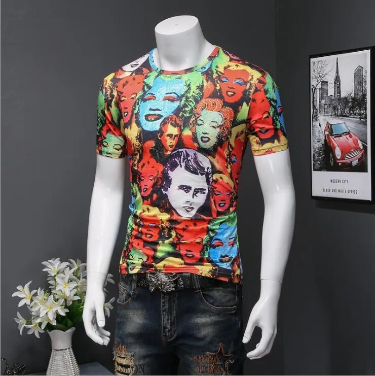 Diseñador de marca-Camiseta con estampado de cabeza de personas en 3d, camisetas divertidas para hombre, camiseta informal de manga corta en 3d, ropa de verano D30
