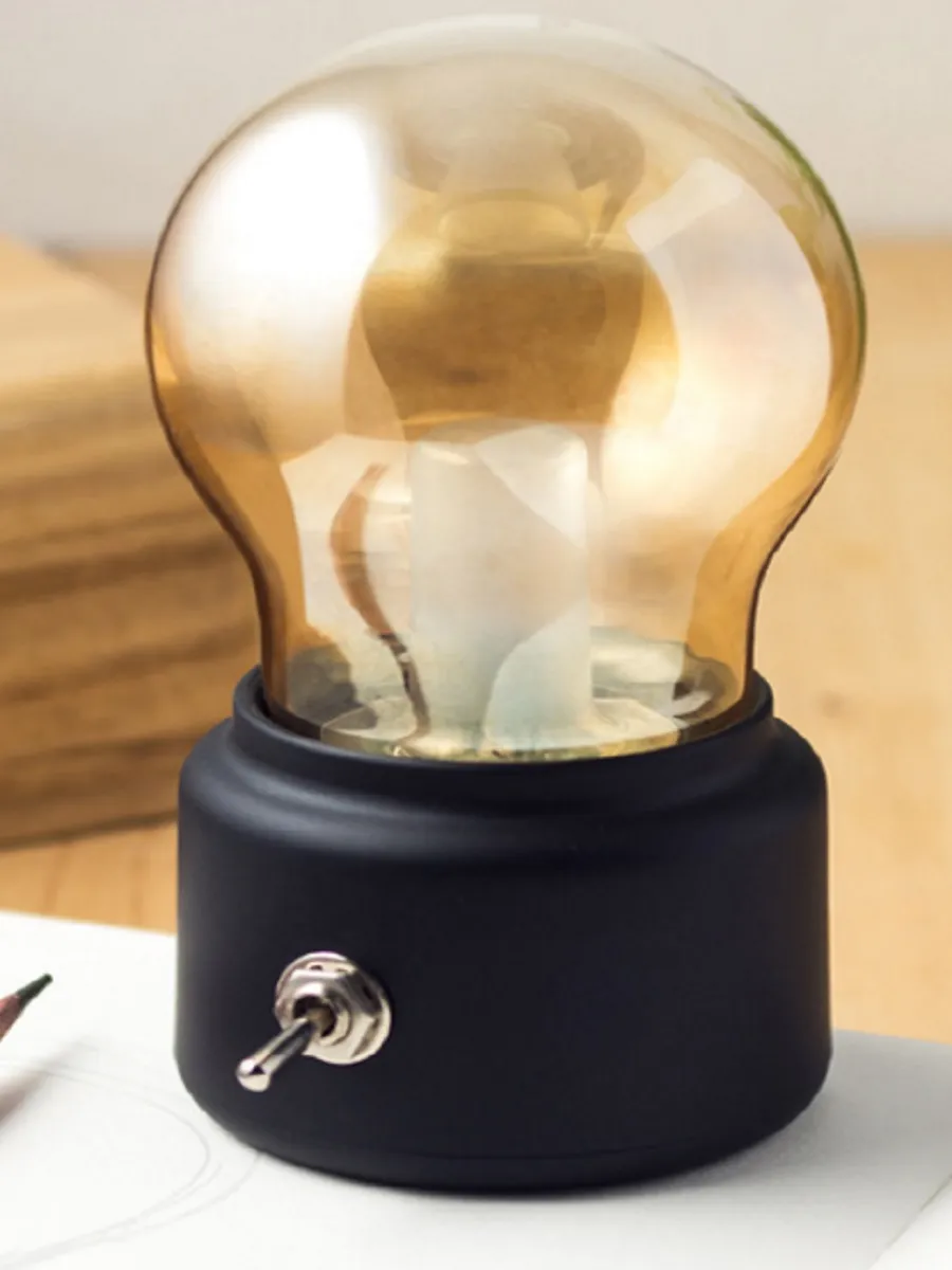 Retro żarówka przenośna nocna lampa nocna w stylu europejskim lampa LED z ładowaniem USB akumulator wewnątrz, złoty / czarny
