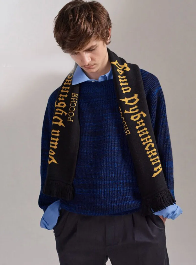 Gosha Rubchinskiy Unisex Cotton Letter Pattern Scarf Shawl Wrap