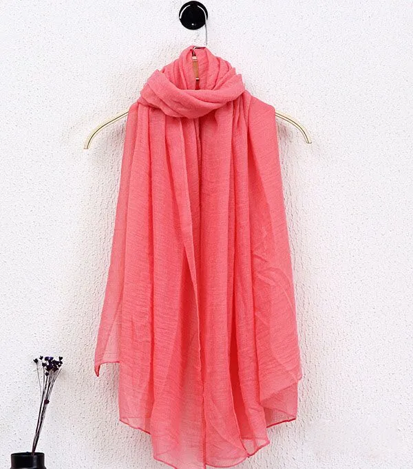 Spring summer fashion Solid Lady Scarf Sun protection Cotton And Linen Candy Color Scarves