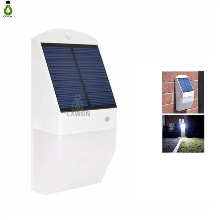 Solar Powered montagem em parede Luzes Radar Sensor de Movimento Paisagem Quintal Cerca Outdoor arrefecer luzes branco quente e Dim