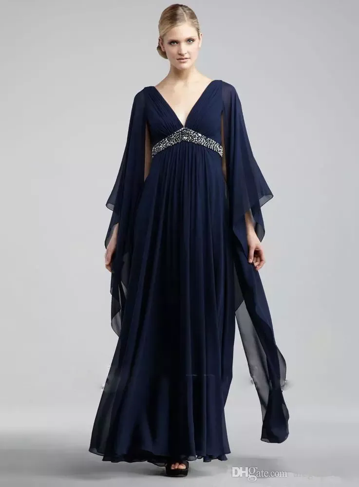 Navy Blue Chiffon Mother Of Bride Dress V Neck,... From Dresstop, $105.03