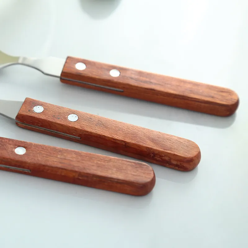 3 unidsjuego de vajilla con mango de madera cuchillo de acero inoxidable tenedor vajilla cubiertos comida occidental europea LZ0829