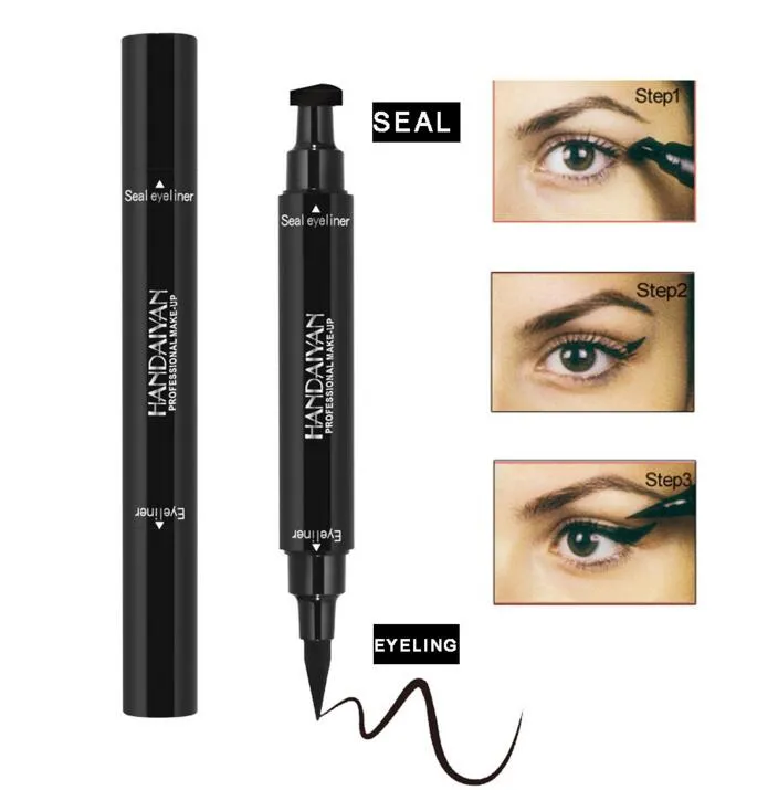 2018 Nowy płynny eyeliner stempel ołówki długotrwałe wodoodporna uszczelka znaczka wkładki oczu podwójnie zakończony czarnym kolorem