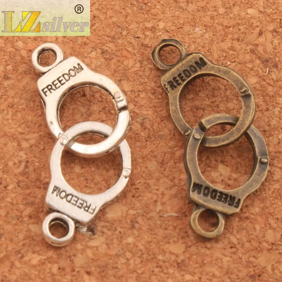 Handcuffs Freedom Connector Spacer Charm Beads Antique Silver/Bronze Pendants Alloy Handmade Jewelry DIY L243 31.7x10.2mm