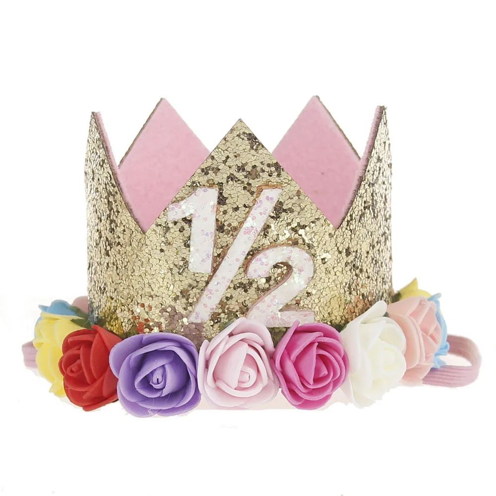 Chapeaux de fête d'anniversaire pour bébés filles, avec bandeau, princesse reine, couronne, bandeau élastique, couvre-chef, cadeaux d'anniversaire pour enfants