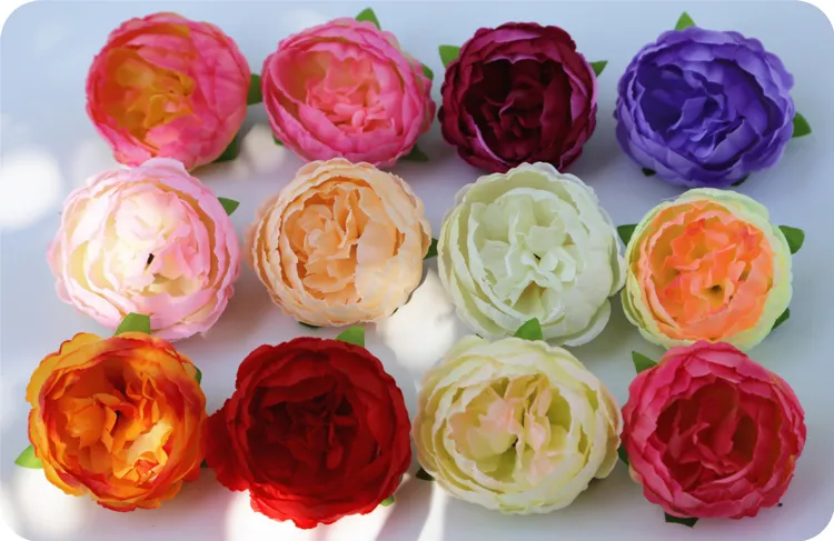 DIY Artificial Flowers Silk Peony Flower Heads Wedding Party Decoration Supplies Fake Flower Head Home Decorations