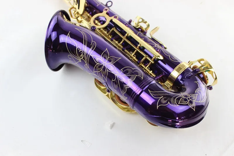 Instrument de musique de qualité de marque MARGEWATE Alto Eb Saxophone E plat Unique corps violet laque or clé Sax avec embout 3743402