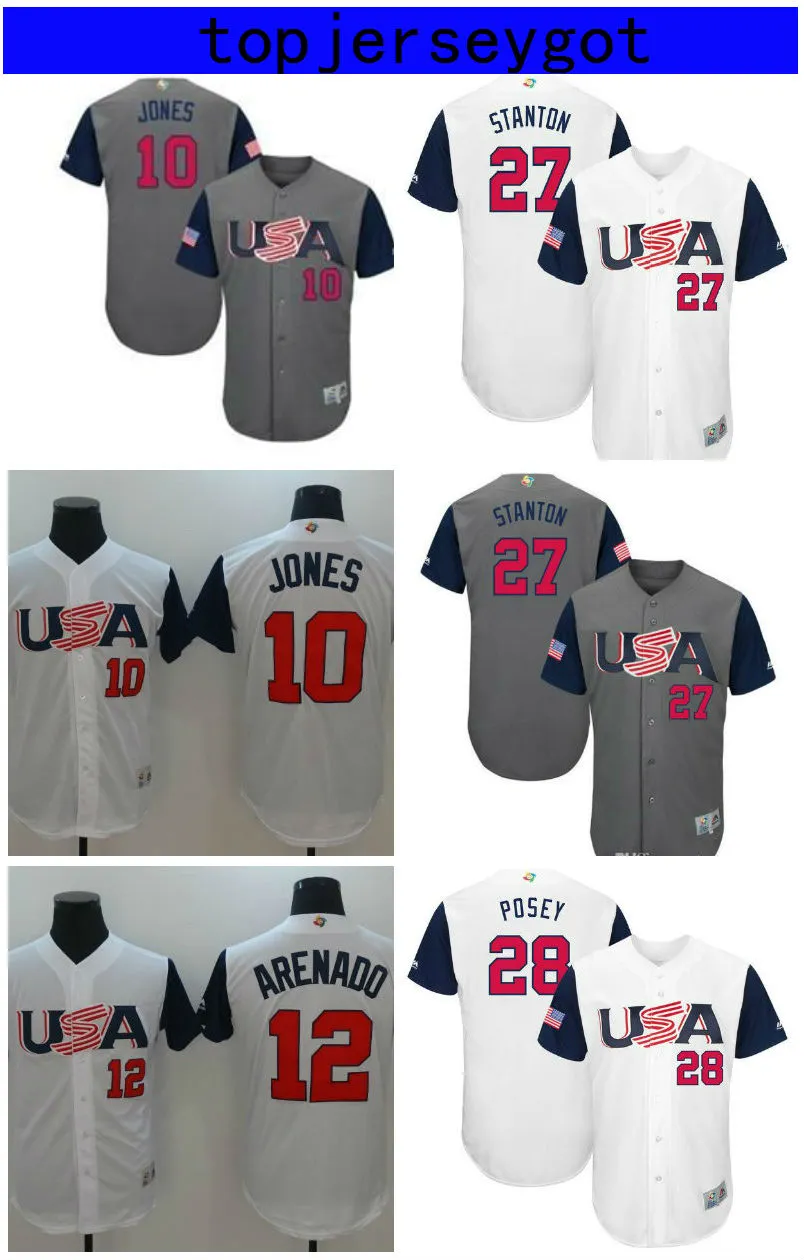 2017 World Baseball Classic Custom Team Jersey Mens USA Canada