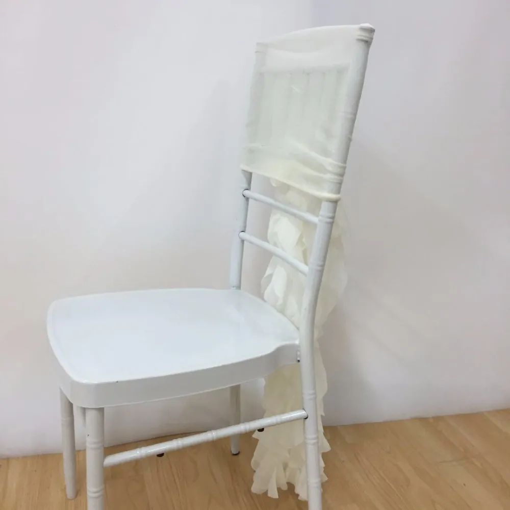 New Design CREAM COLOR Pre- tied Willow Chair Normal Banquet Chiavari Chair Sash With Freely Wedding Decoration