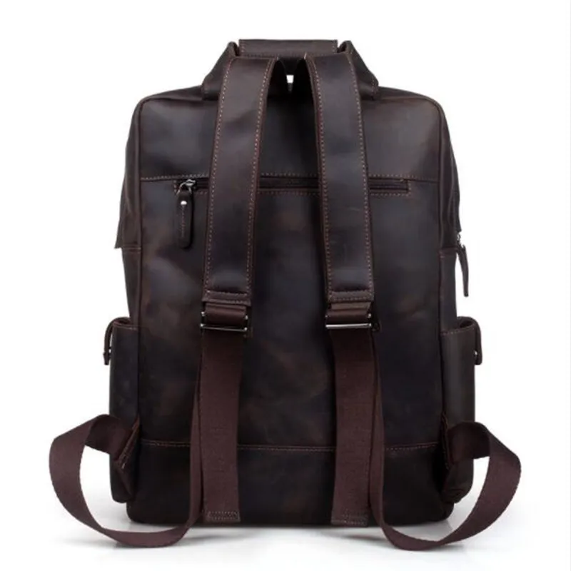 19 Inch Large Capacity PU Leather Men Business Backpack Genuine Leather ...