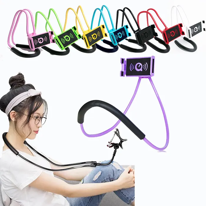 S8 S9 Plus iPhone X 7 8 Plus 용 New Neck Neck Closphone Holder Slacker 휴대폰 브래킷 Handfree 스마트 폰 마운트 행거