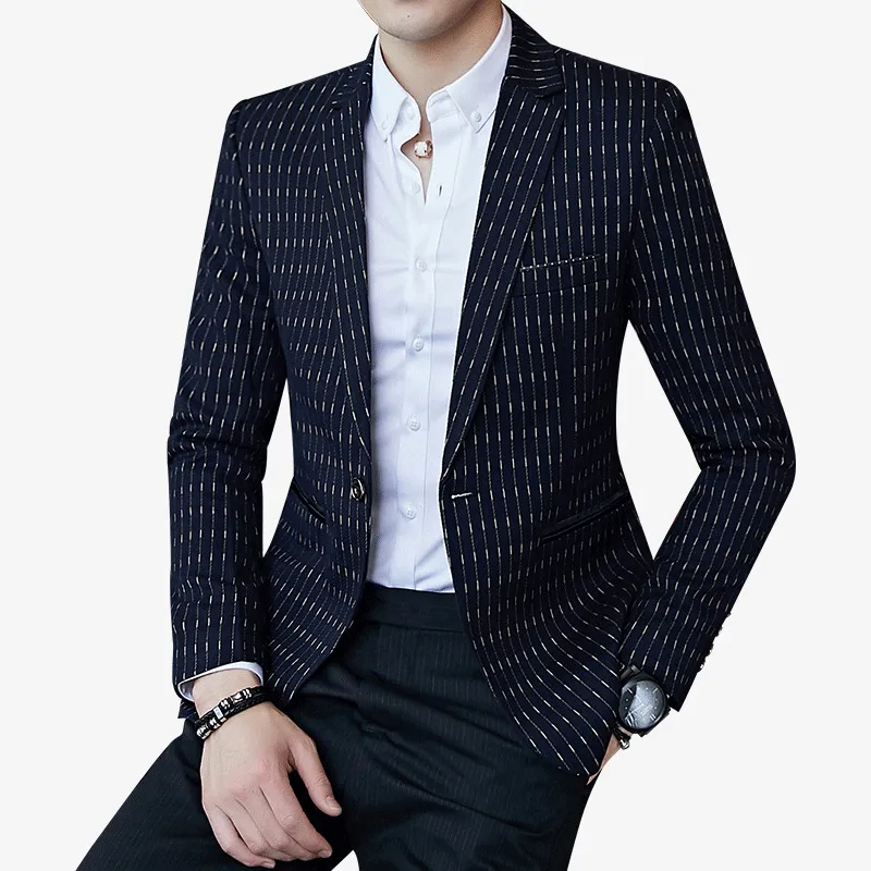 Dot Striped Blazers Мужские Slim Fit Blazer Slim Business Повседневная Мужской Стильный Весна Осень Корейская версия Пиджак D18101001