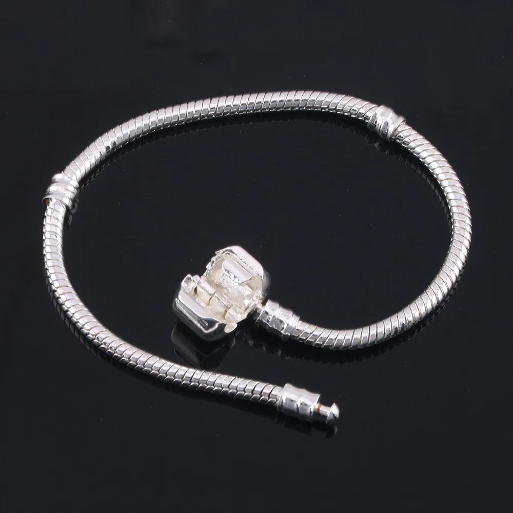 Fabryka hurtownie 925 Sterling Silver bransoletki 3mm łańcuszek węża Fit Pandora Charms koralik bransoletka tworzenia biżuterii prezent dla kobiet mężczyzn