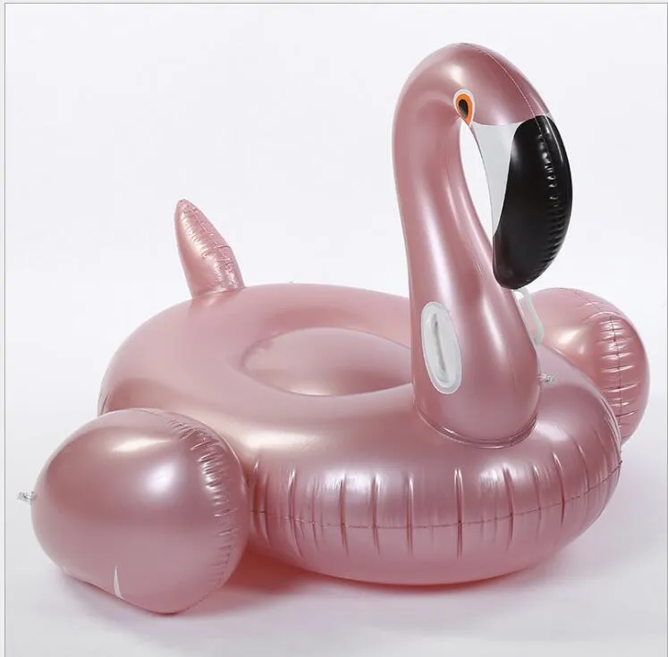 Rose Gold Flamingo Floats Sommar Simma Pool Floats Kids Vuxen Strand Vattenleksak Uppblåsbara Giant Swan Floating Raft Swim Ring