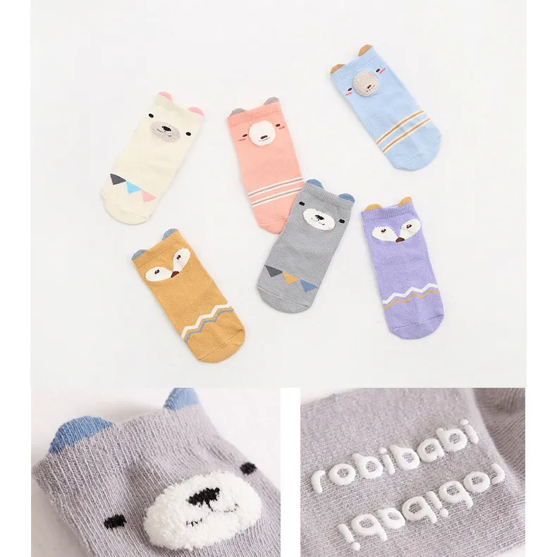 Chaussettes de dessin animé pour bébé de moins de 6 ans, chaussettes d'hiver épaisses pour garder les pieds au chaud, couverture pour enfants, 6 Styles d'animaux