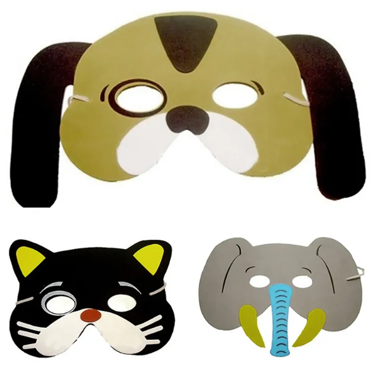 Mask Toy Birthday Party Supplies EVA Foam Animal Masks Cartoon Kids Partys Dress Up Costume Zoo Jungle Party Decoration
