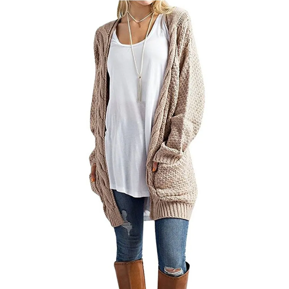 Ny Long Cardigan Kvinnor Långärmad Stickad Sweater Cardigans Höst Vinter Kvinnor Tröjor 2018 Jersey Mujer Invierno