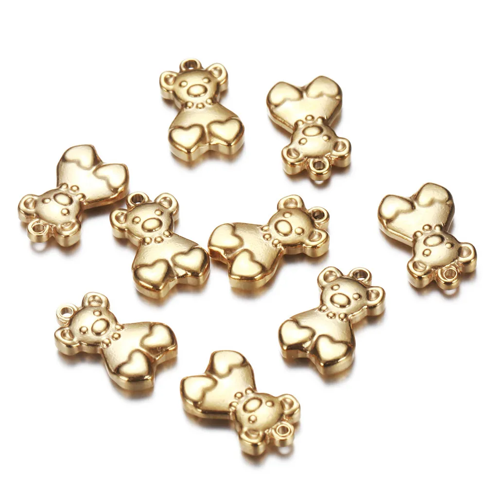 50pcs / parti 11 * 17mm Silver / Guldplätering Bear Charms Pendant för smycken Resultat för DIY Tillbehör Grossist