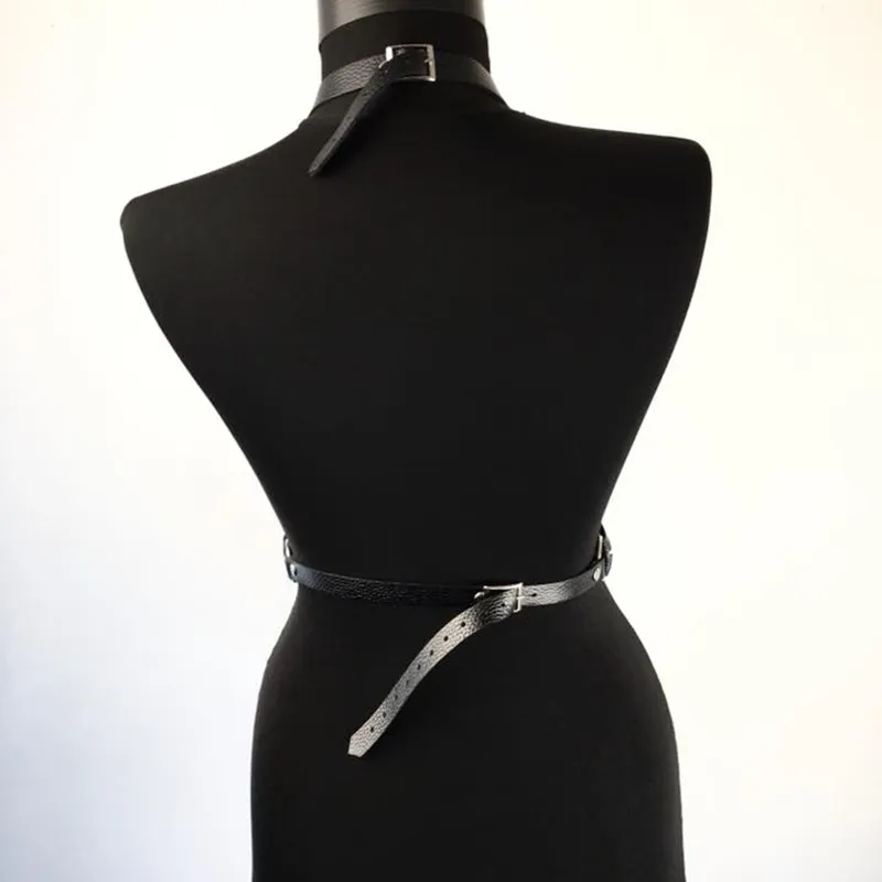 2018 New Witchy Harajuku Gótico Escravidão Vestido Arnês Corpo De Couro Sexy Corpo Bondage Mulheres Ligas Sexy Gothic Harness Cintos