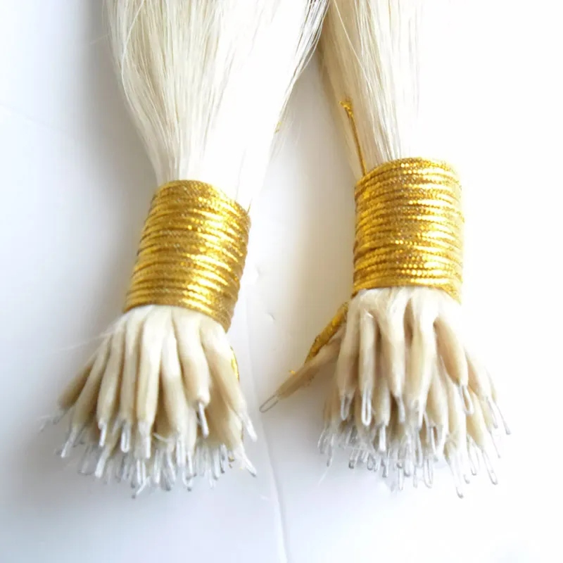 613 blondes reines Haar, Mikro-Nano-Loop-Ring-Haar, 100 g, 7a, 100 % Remy-Haar, gerade Mikro-Perlenverlängerungen, 100 Stück Nano-Ring-Perlen