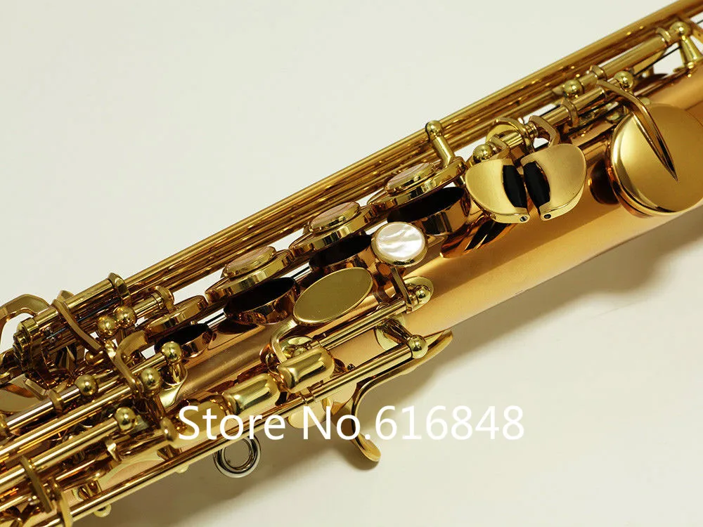 Yanagisawa S-WO2 S-902 Rak pipe Sopran Saxofon B Plant professionell guldpläterad Sax med munstycke Musikinstrument